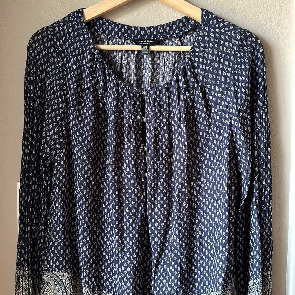LUCKY BRAND Long Sleeve Bohemian Peasant Blouse